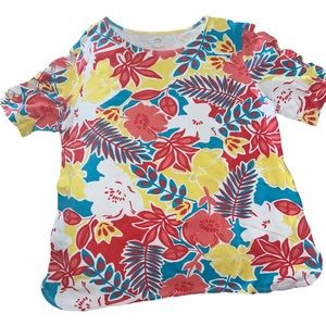 5/$25 Ruby Rd Tropical Top w/Cut Out Sleeves